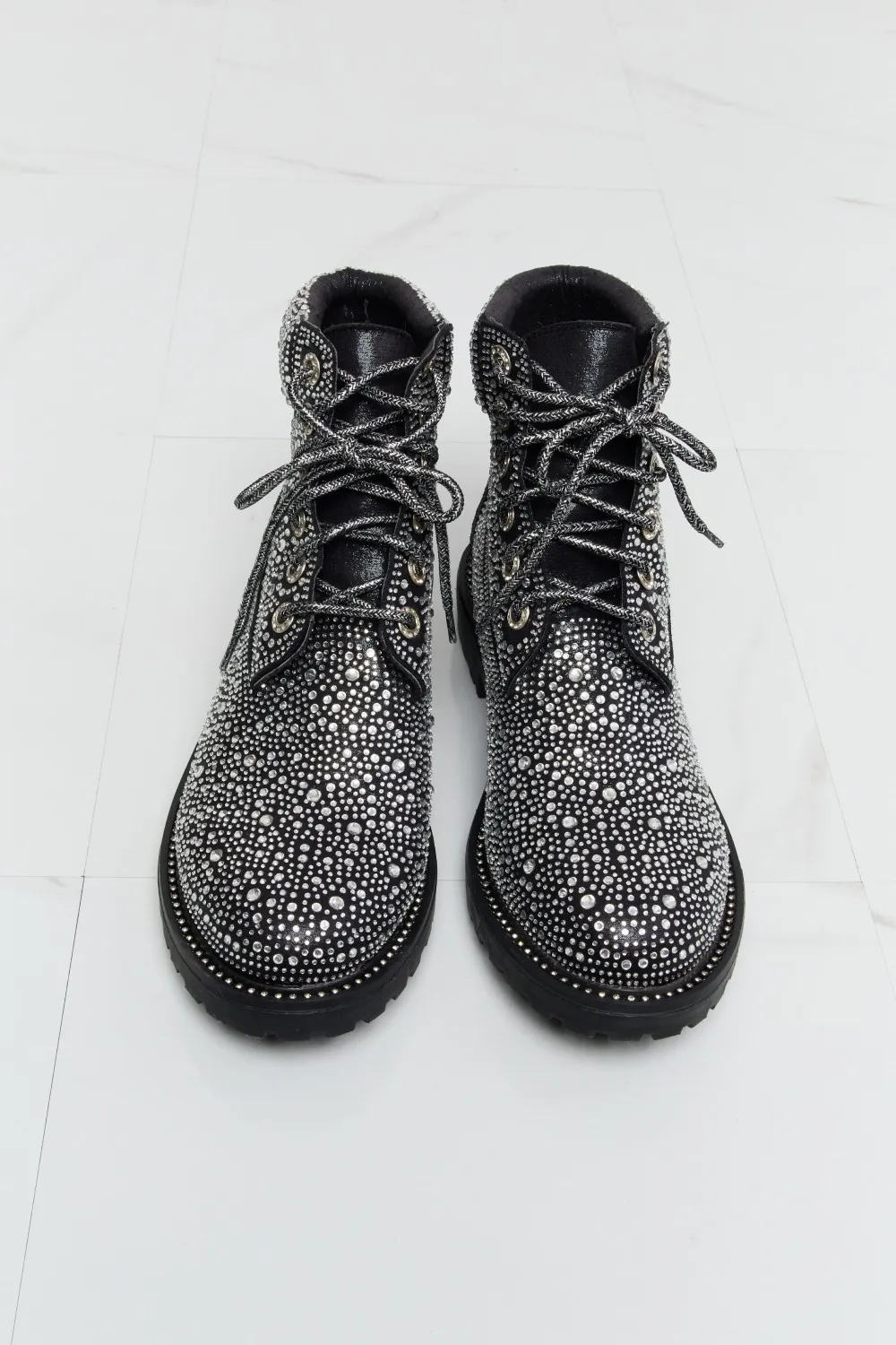 Rhinestone Lace-Up Combat Boots, image 8