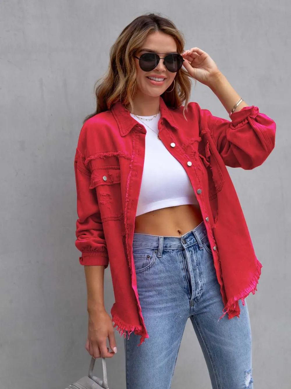 Distressed Drop Shoulder Denim Jacket, image 30