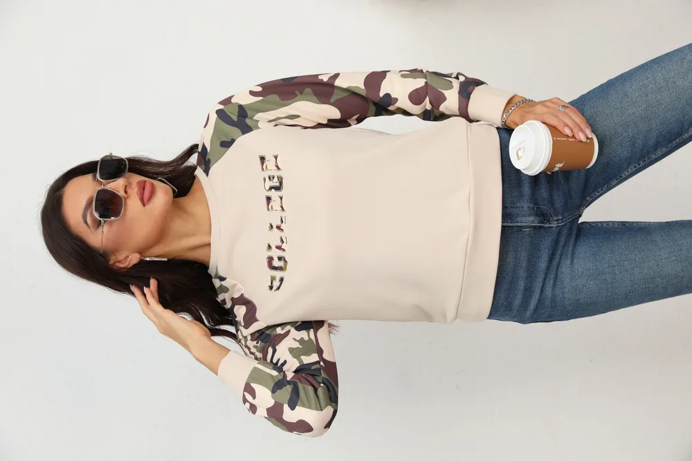 Camouflage Raglan Sleeve Sweatshirt, image 5