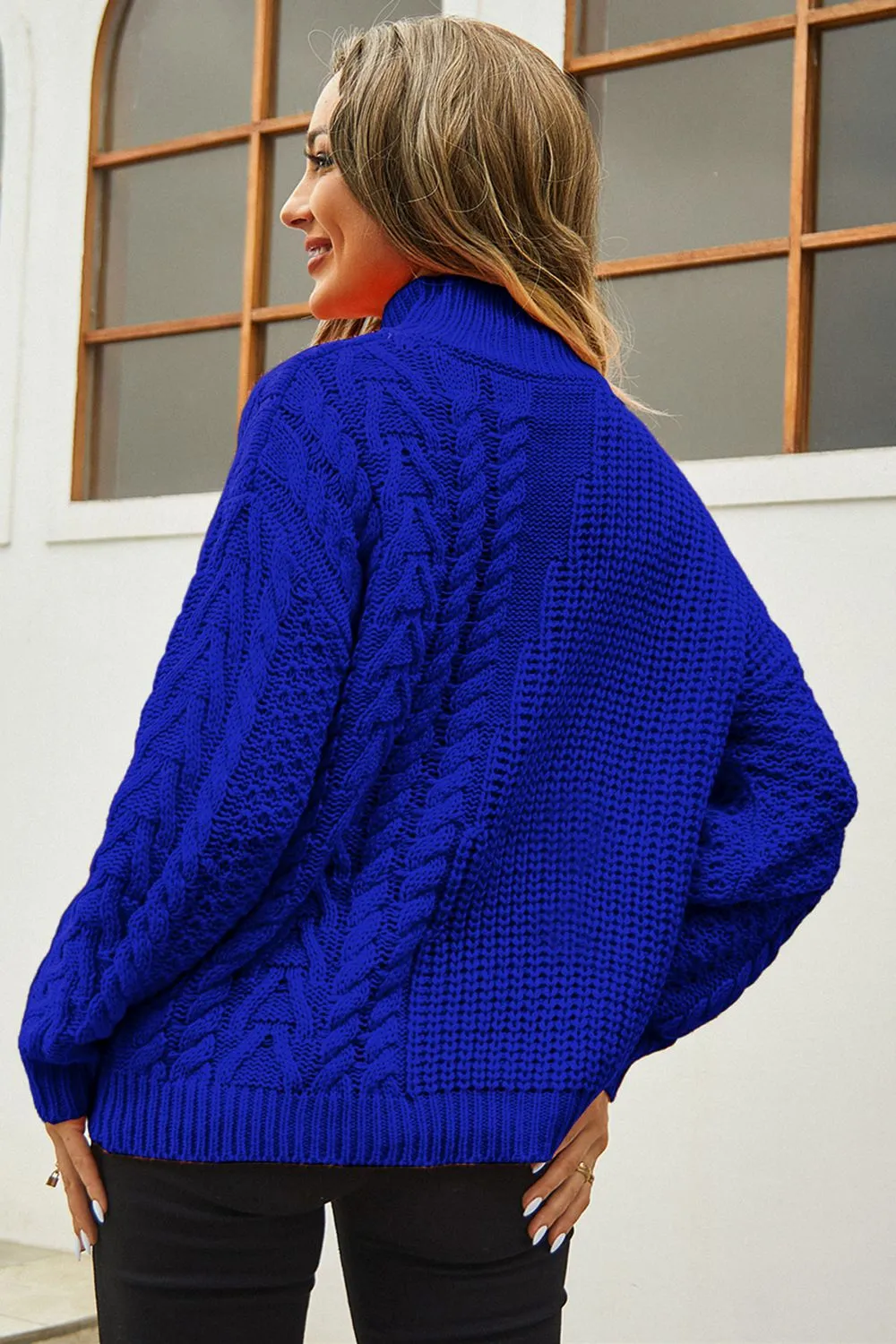 Cable-Knit Turtle Neck Long Sleeve Sweater, image 17