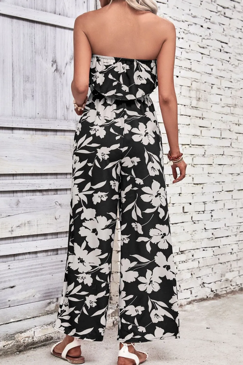 Floral Strapless Wide Leg Jumpsuit, image 3