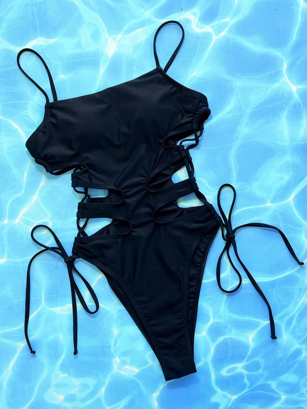 Cutout Lace-Up Spaghetti Strap One-Piece Swimsuit, image 4