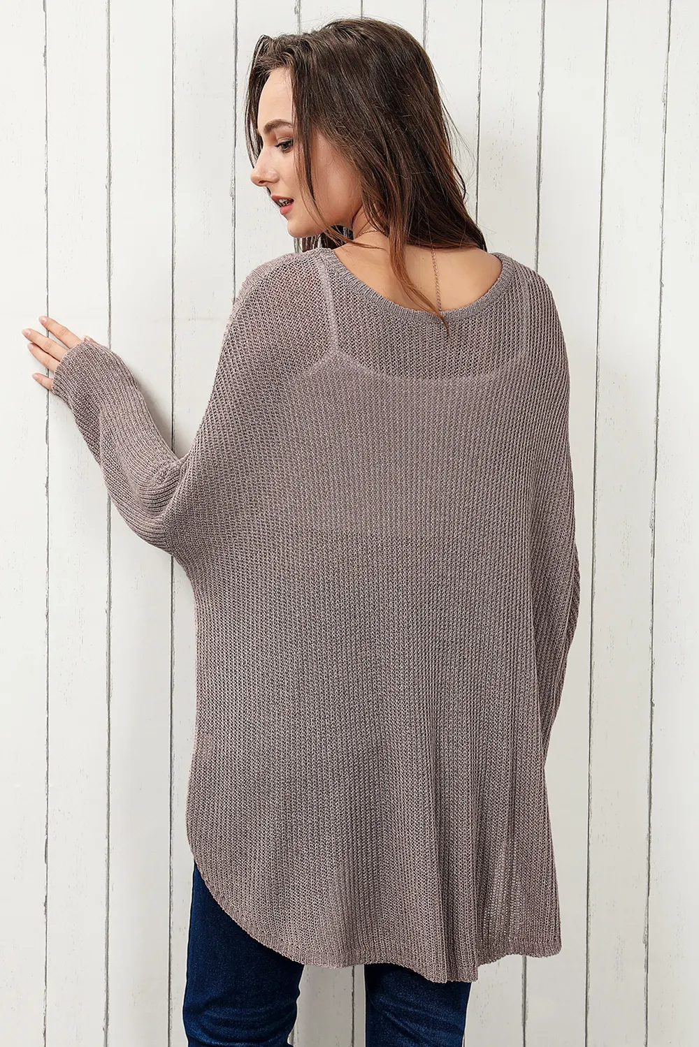 Round Neck High-Low Sweater, image 9