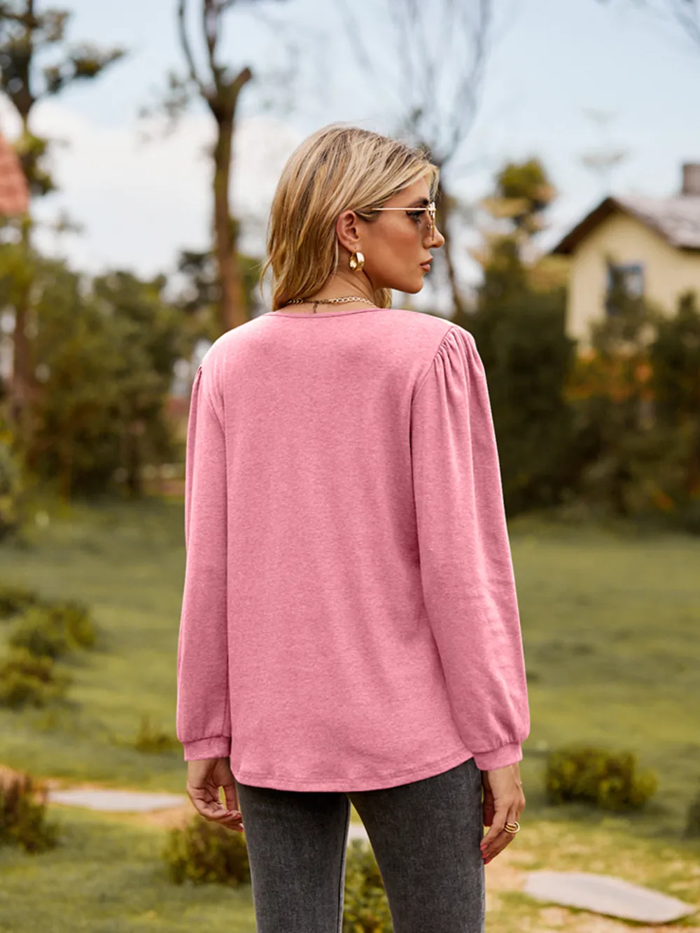 Puff Sleeve Ruffle Trim Blouse, image 10