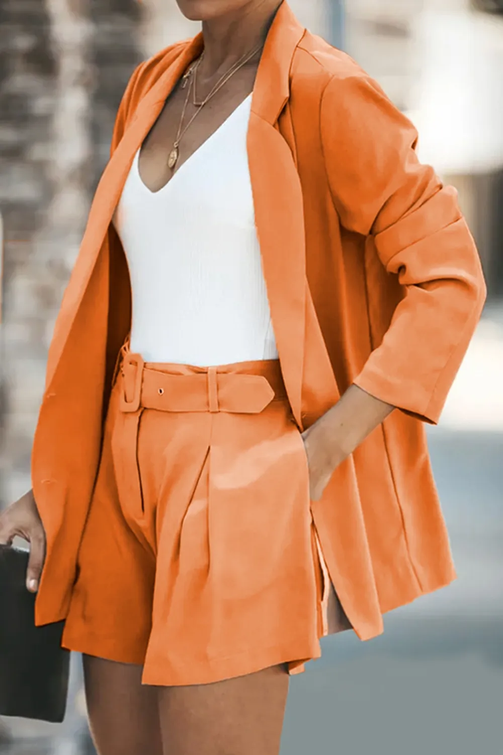 Longline Blazer and Shorts Set with Pockets, image 12