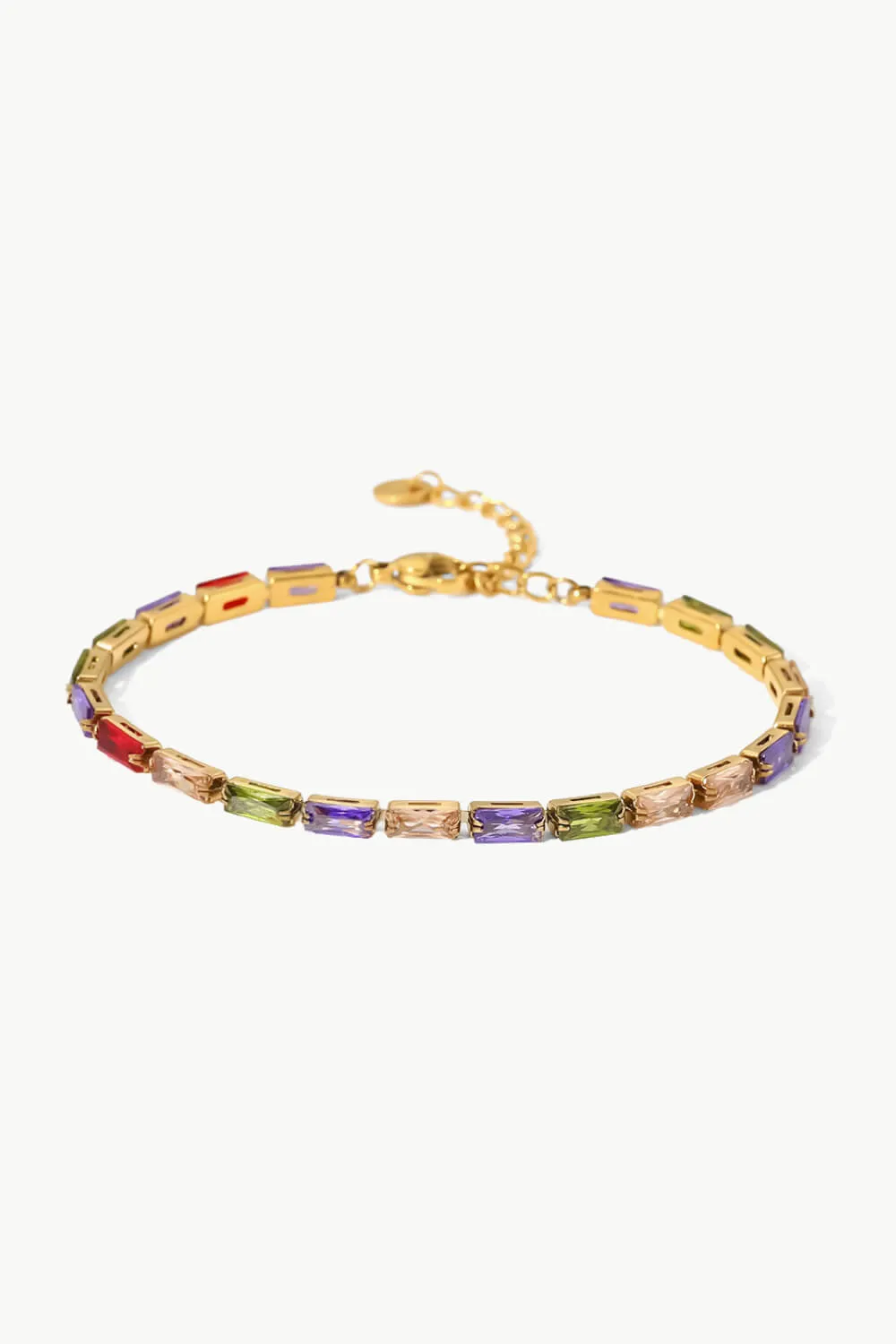 18K Gold Plated Multicolored Cubic Zirconia Bracelet, image 2