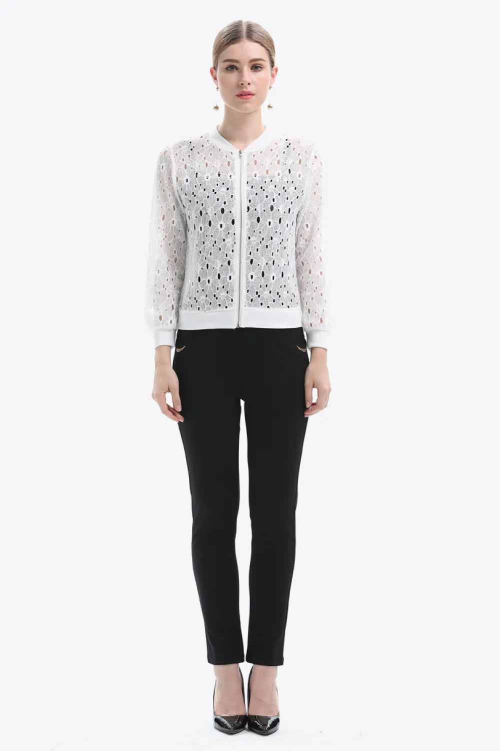 Openwork Zip Up Jacket, image 5