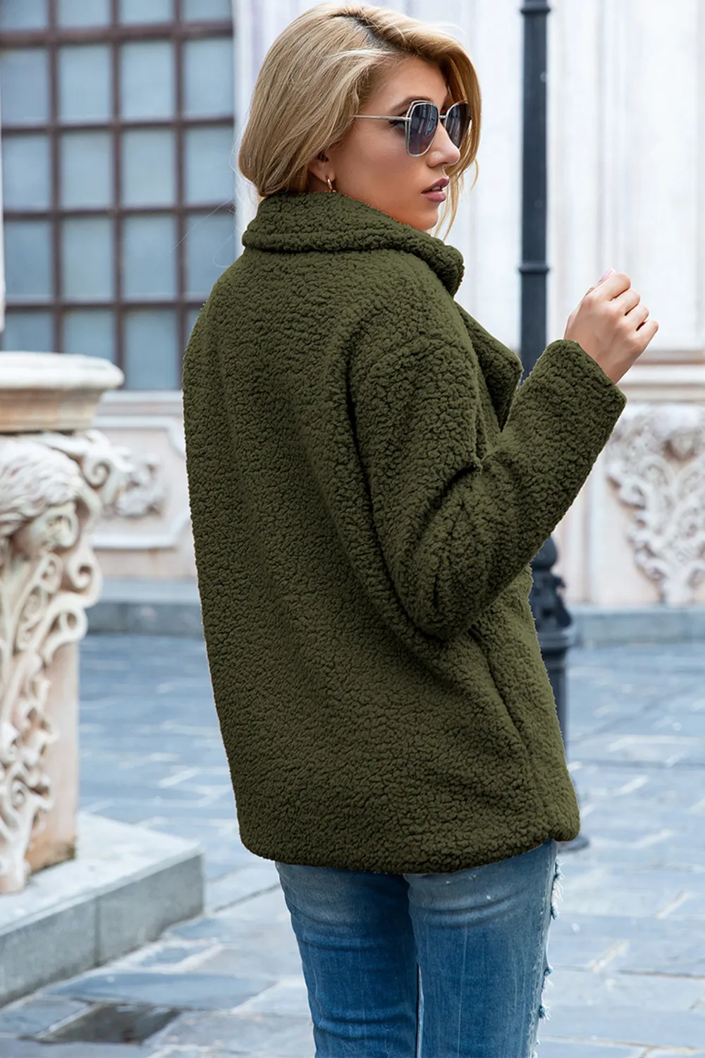 Full Size Lapel Collar Sherpa Coat, image 32