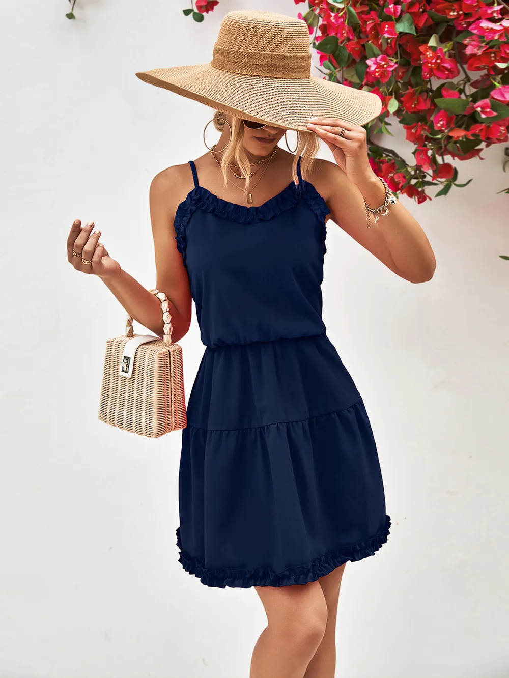 Frill Trim Spaghetti Strap Mini Dress, image 10