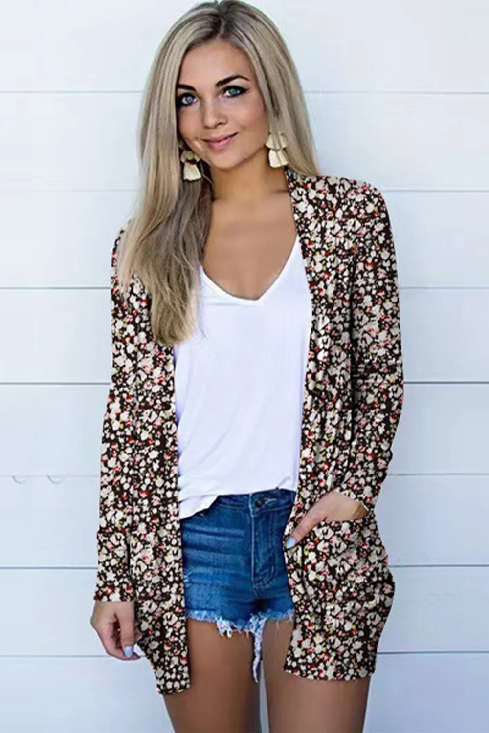 Printed Long Sleeve Cardigan, image 8