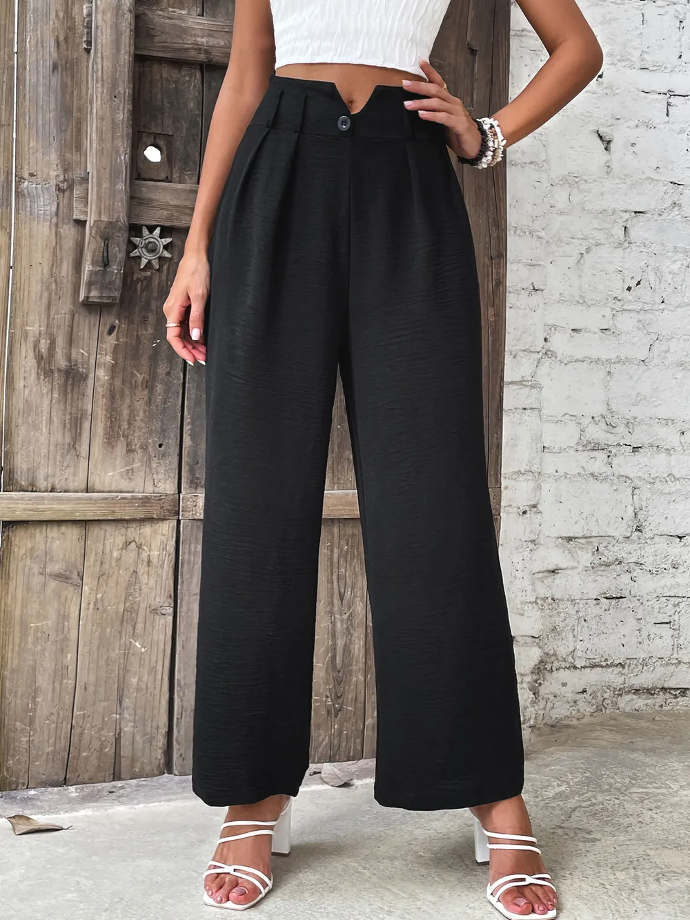 Ruched High Waist Straight Leg Pants, image 4