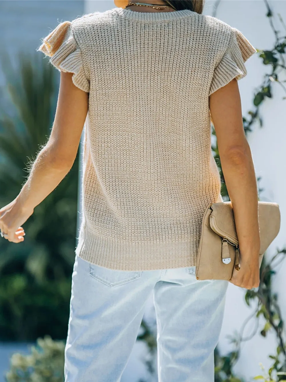Round Neck Cap Sleeve Sweater, image 3