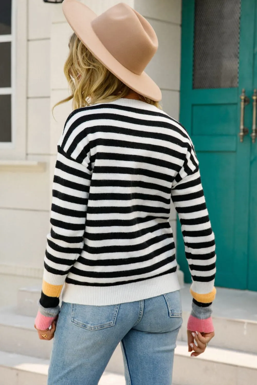 Warm Spice Striped Round Neck Sweater, image 8