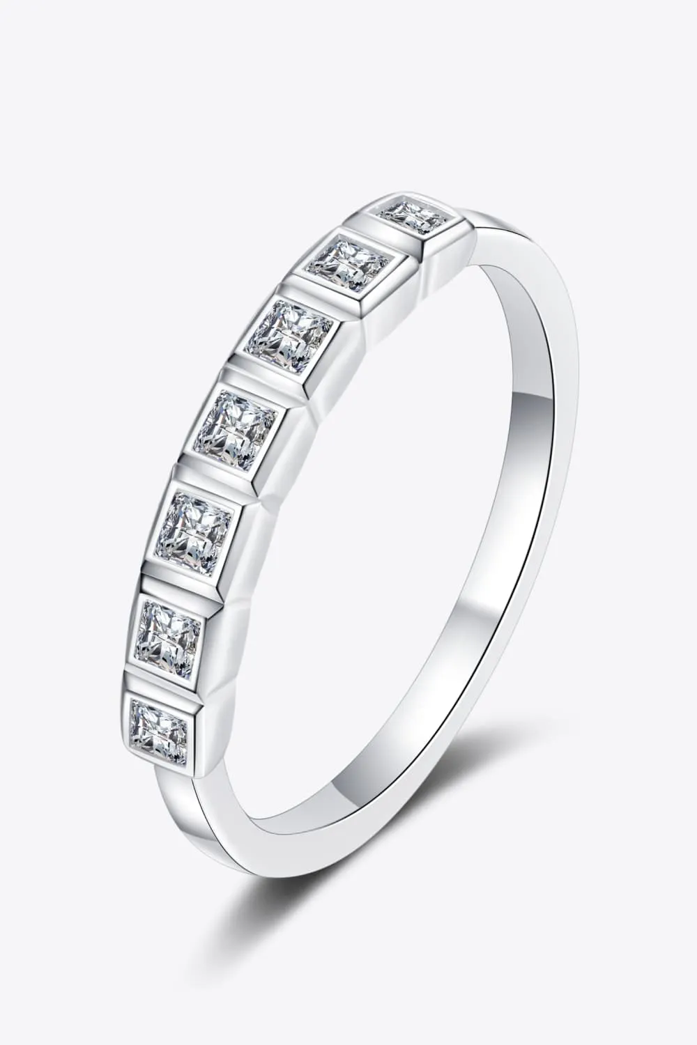 Moissanite Rhodium-Plated Half-Eternity Ring, image 7