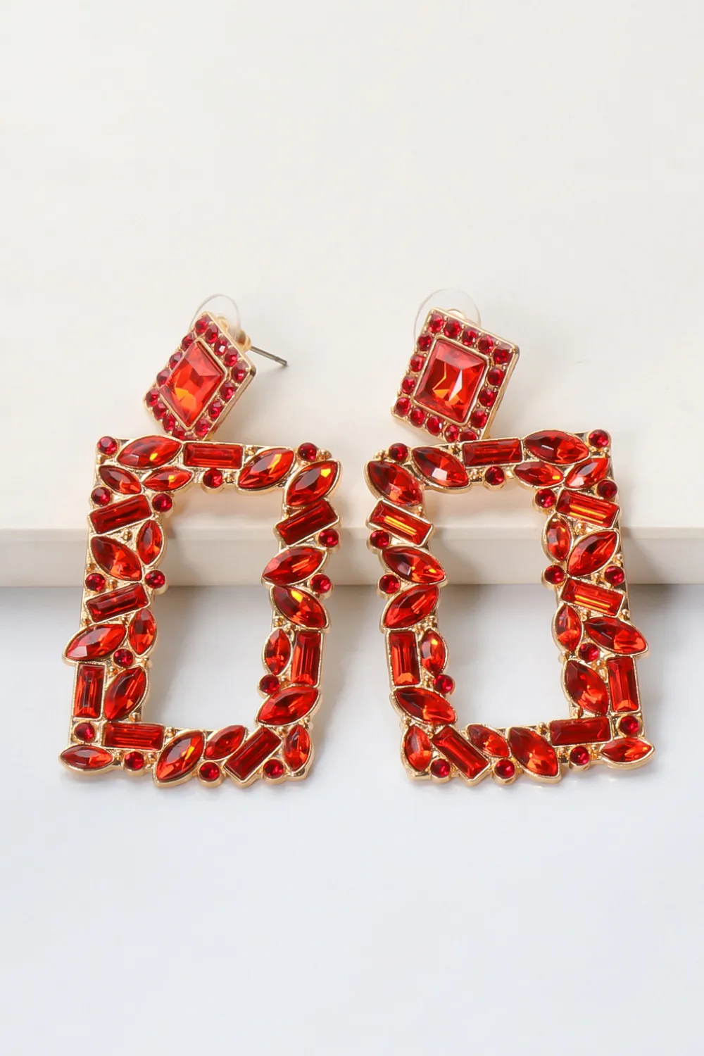 Square Shape Glass Stone Dangle Earrings, image 23