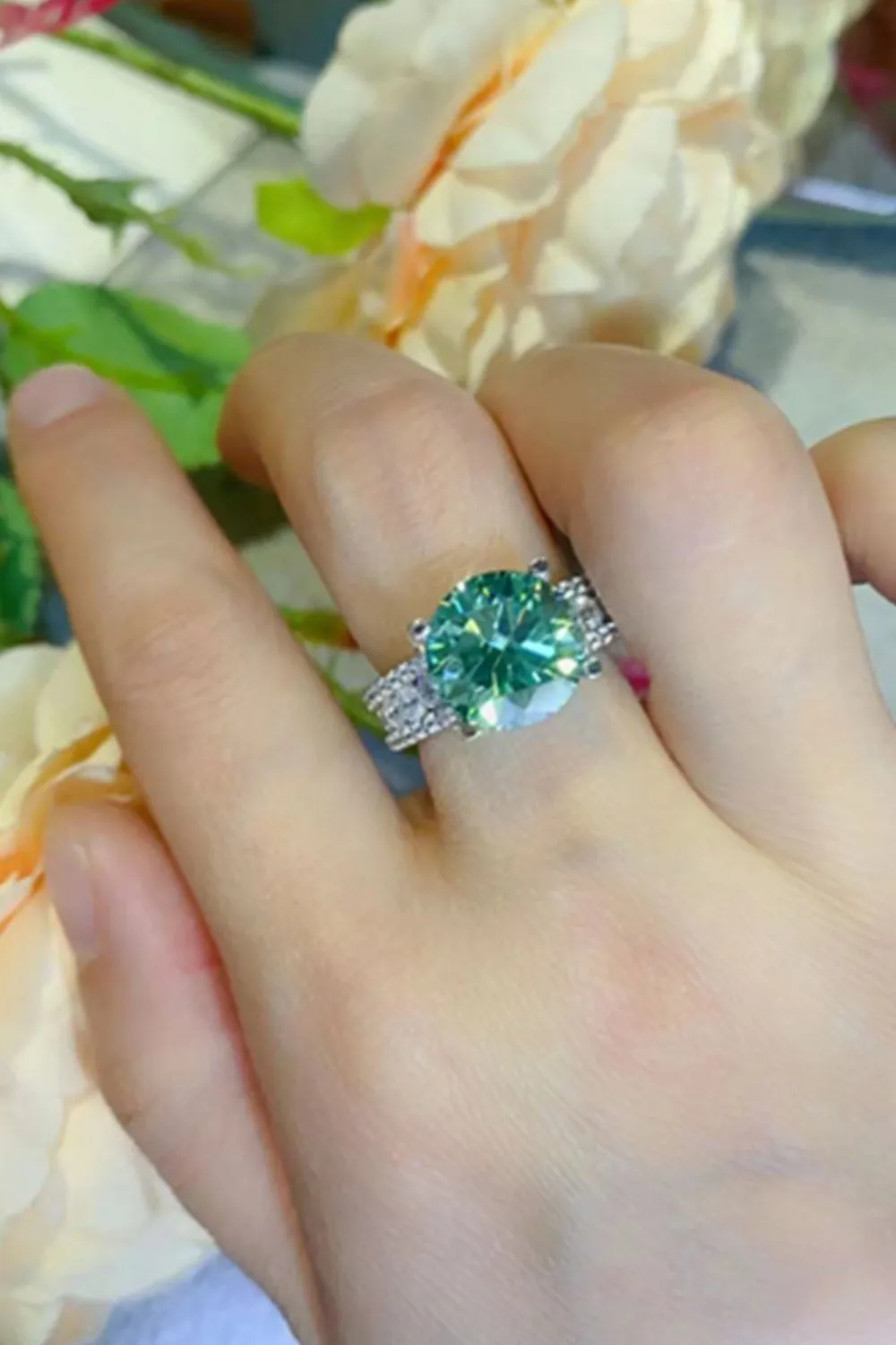 5 Carat Moissanite 4-Prong Wide Band Ring, image 4