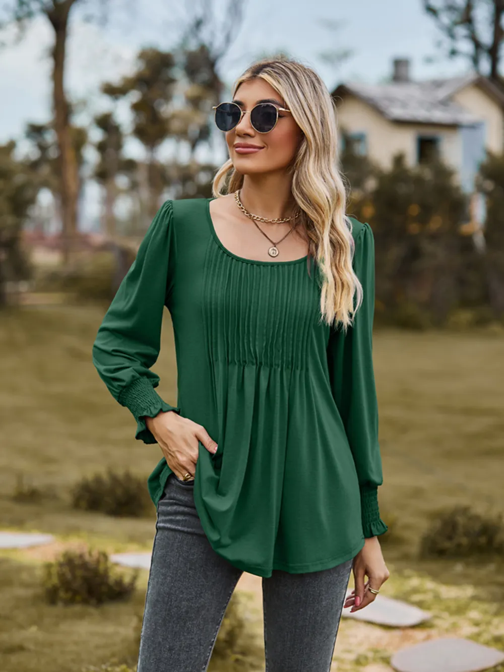 Puff Sleeve Pleated Blouse, image 16