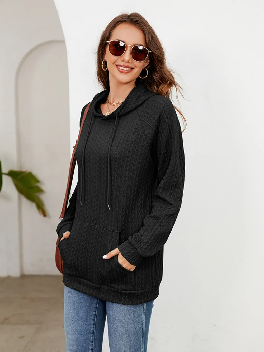 Raglan Sleeve Front Pocket Hoodie, image 14