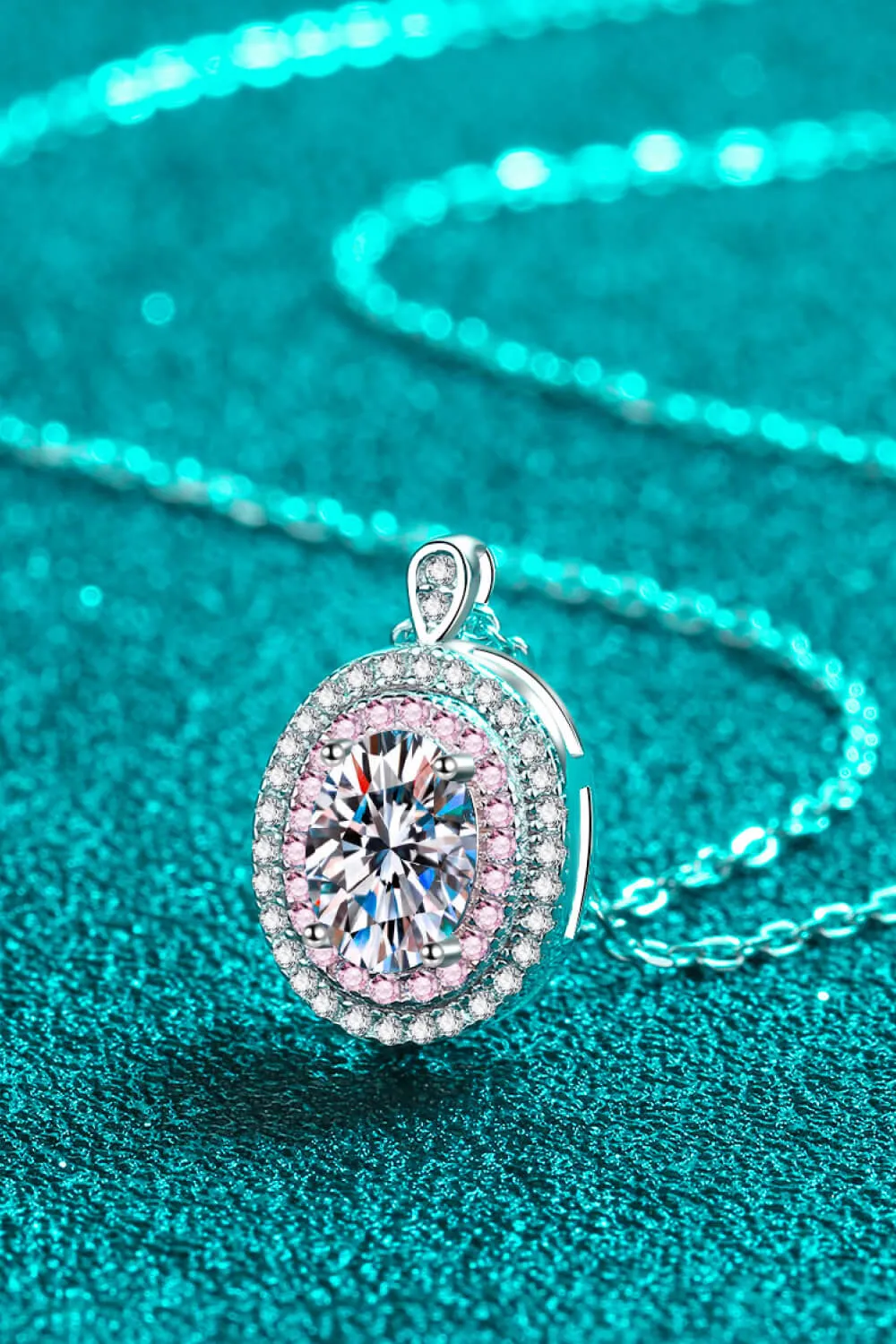 925 Sterling Silver Rhodium-Plated 1 Carat Moissanite Pendant Necklace, image 8