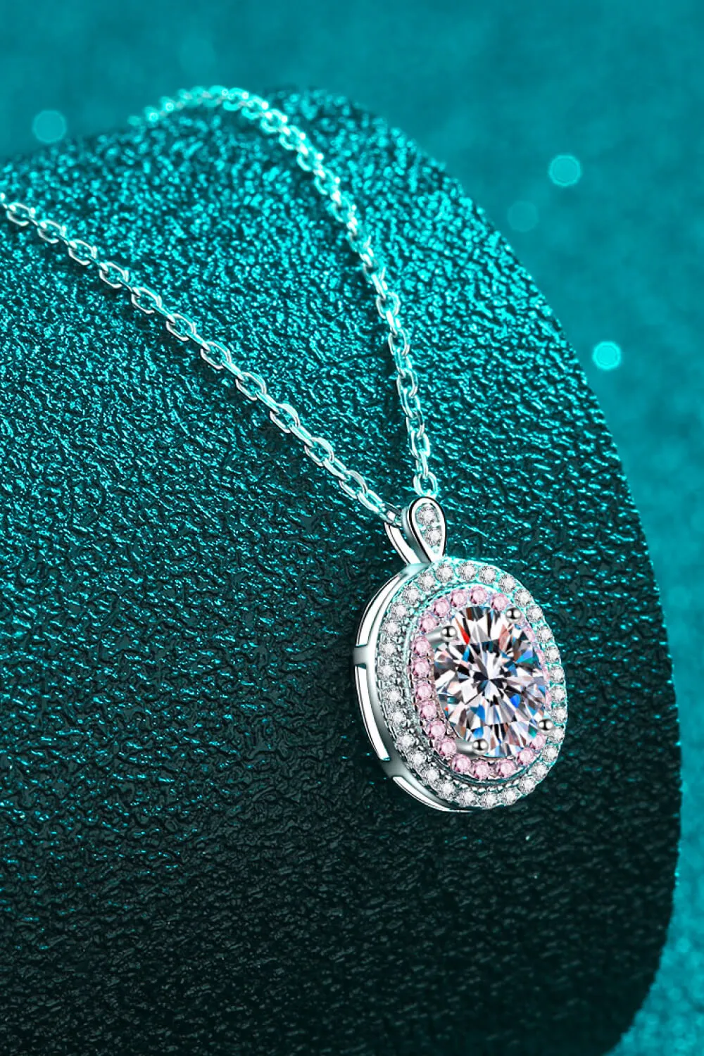925 Sterling Silver Rhodium-Plated 1 Carat Moissanite Pendant Necklace, image 7