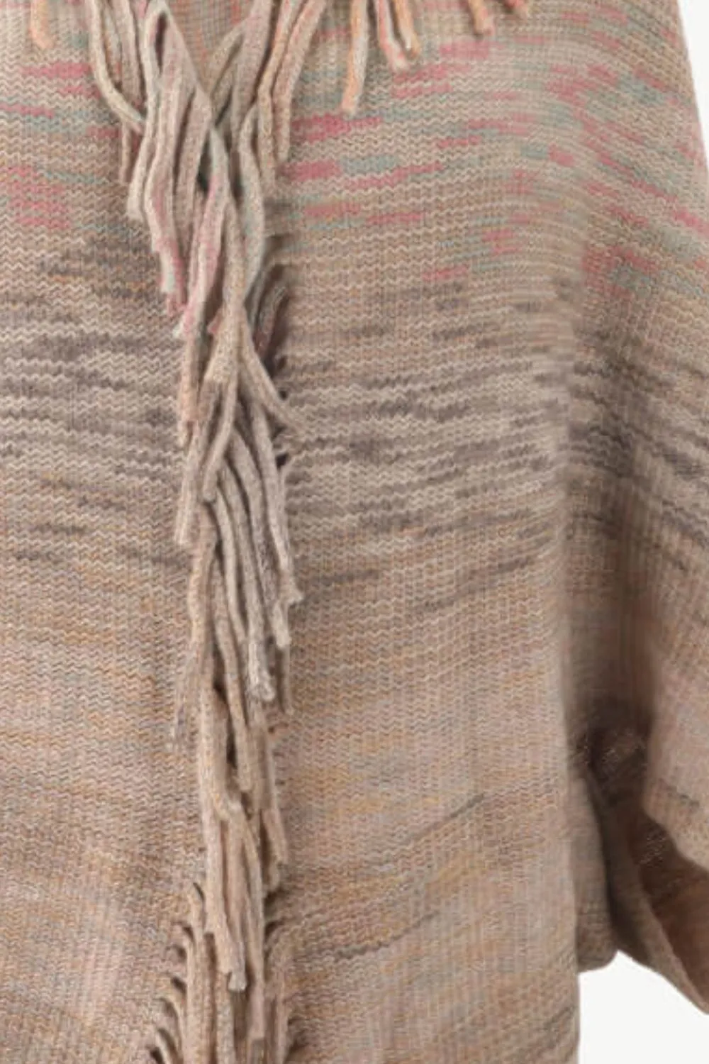 Multicolored Fringe Trim Poncho, image 18