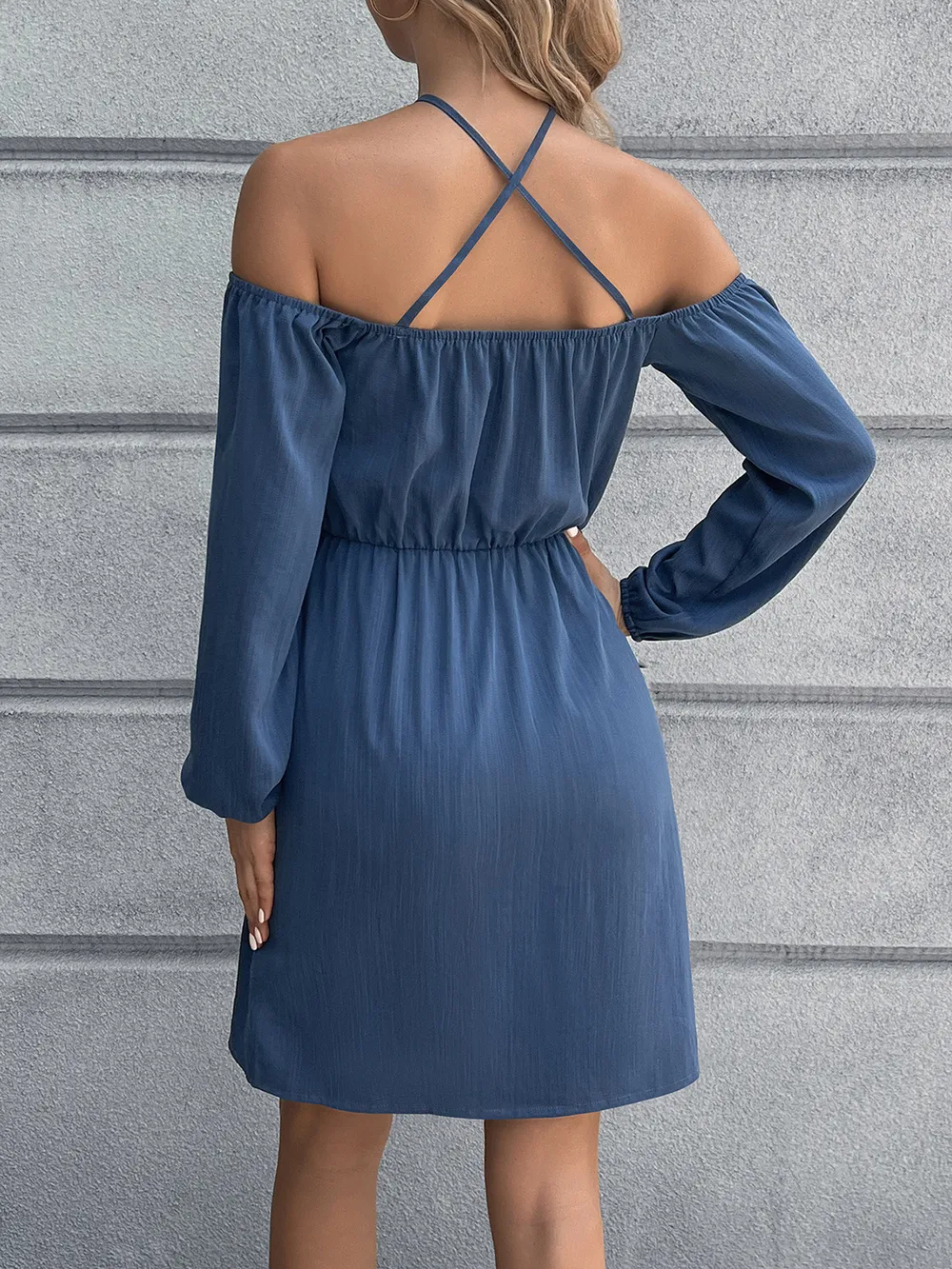 Cold-Shoulder Crisscross Mini Dress, image 3