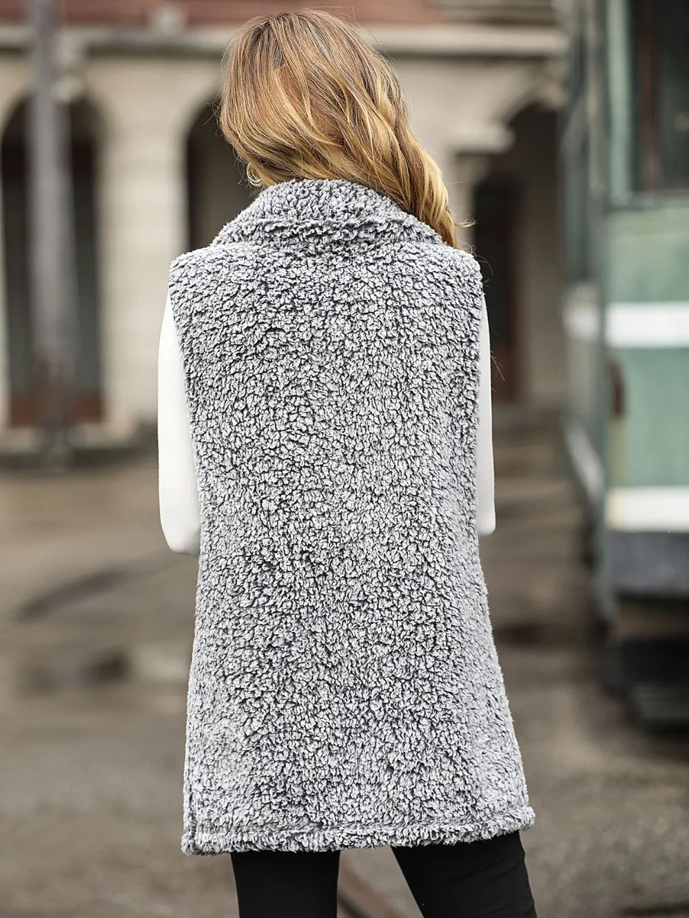 Full Size Button Down Collared Neck Vest, image 7