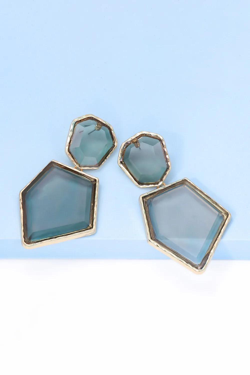 Geometrical Shape Zinc Alloy Frame Resin Dangle Earrings, image 17