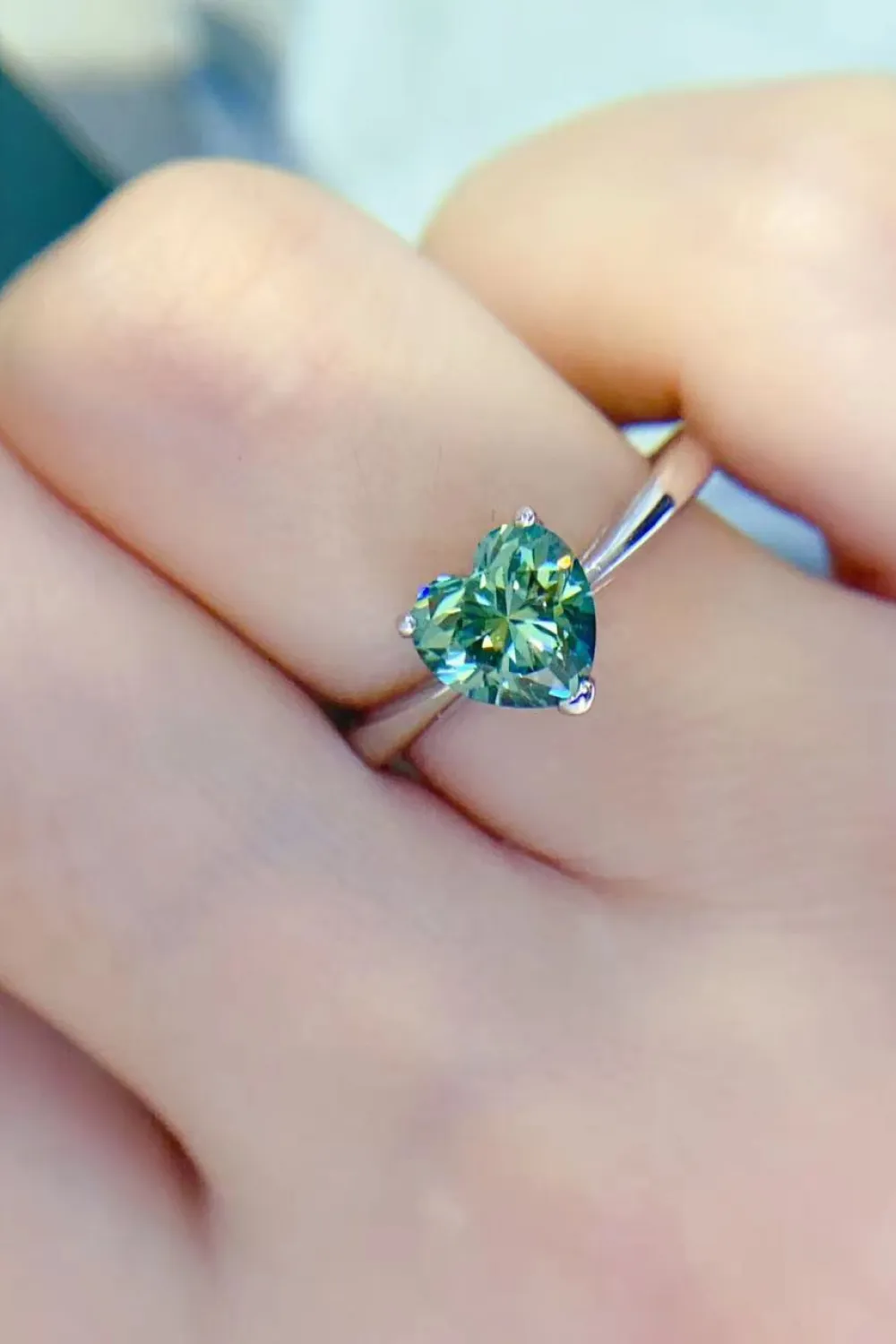1 Carat Moissanite Heart 925 Sterling Silver Ring, image 6