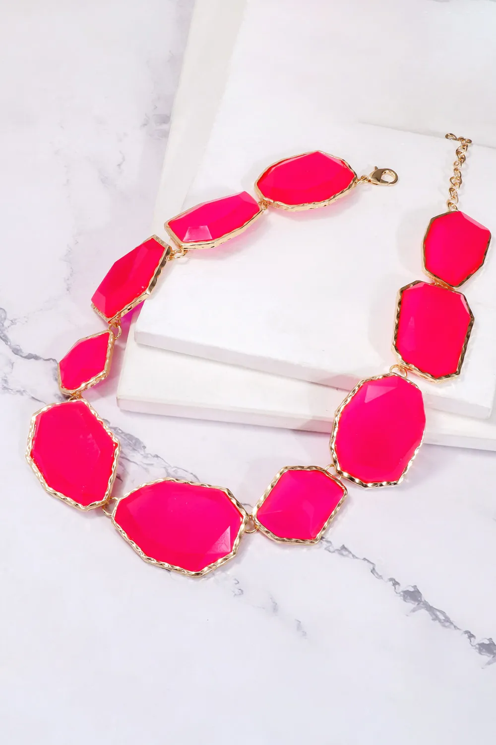 Geometrical Shape Zinc Alloy Frame Resin Necklace, image 11