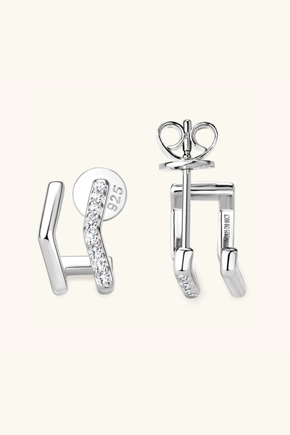 Moissanite 925 Sterling Silver Double-Layered Earrings, image 2