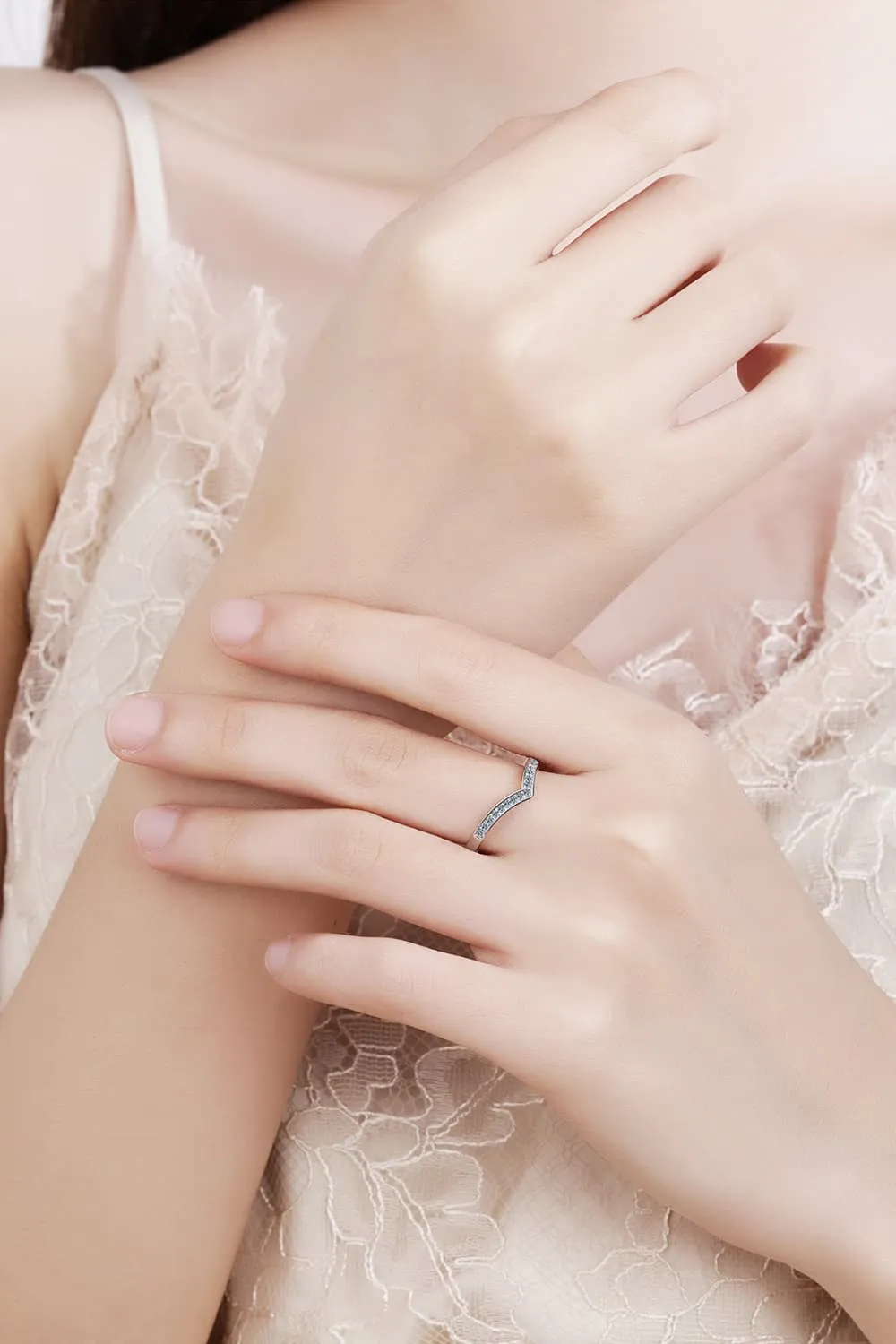 Minimalist Moissanite Rhodium-Plated Ring, image 2