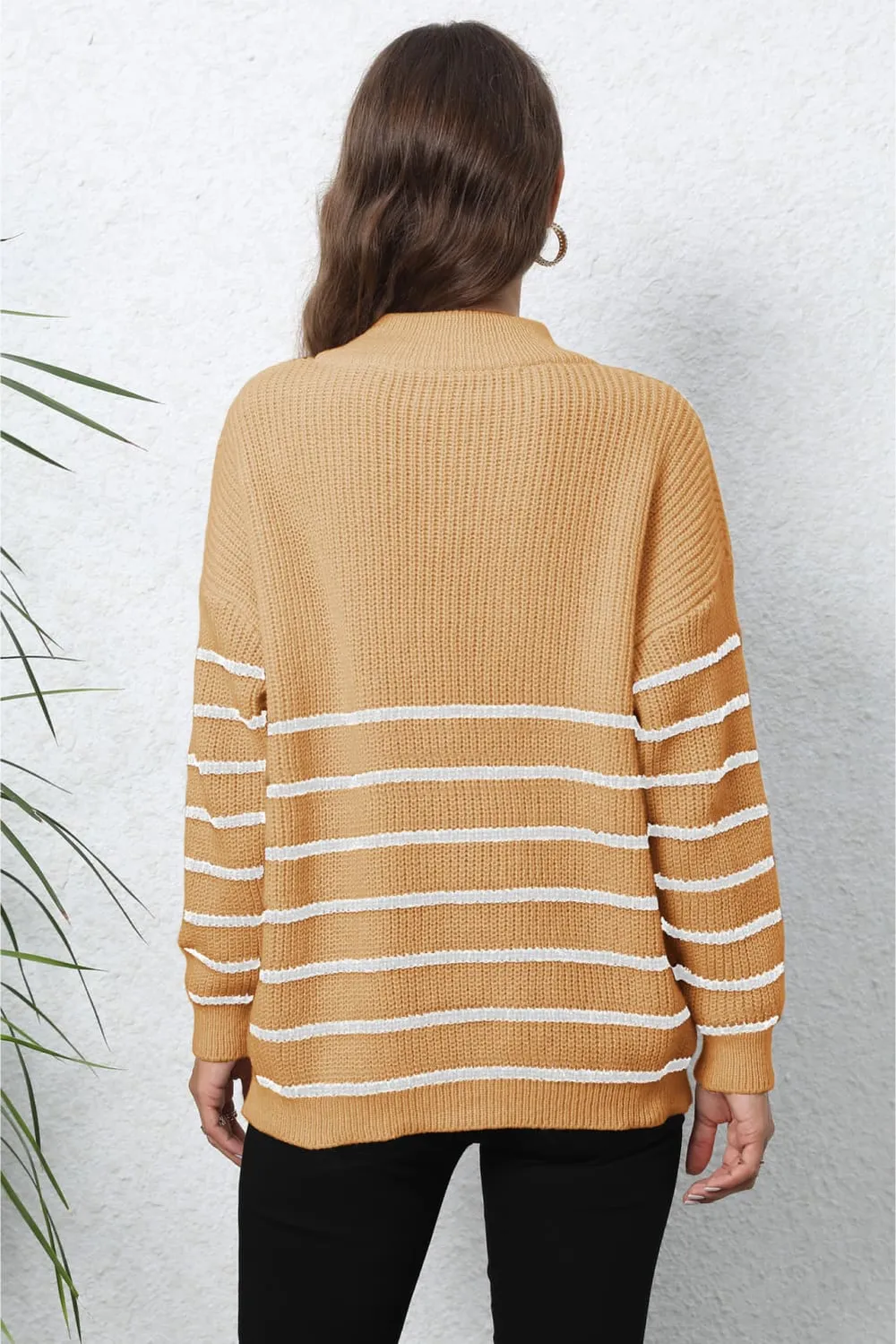Mock Neck Long Sleeve Zip-Up Sweater, image 9