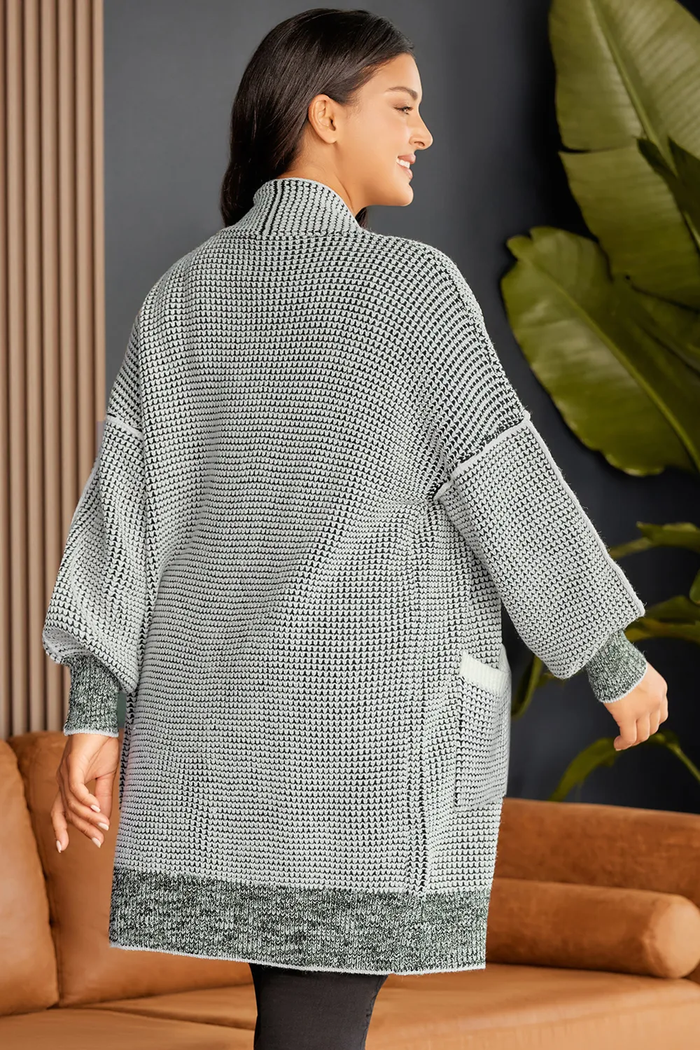 Plus Size Open Front Longline Cardigan, image 2