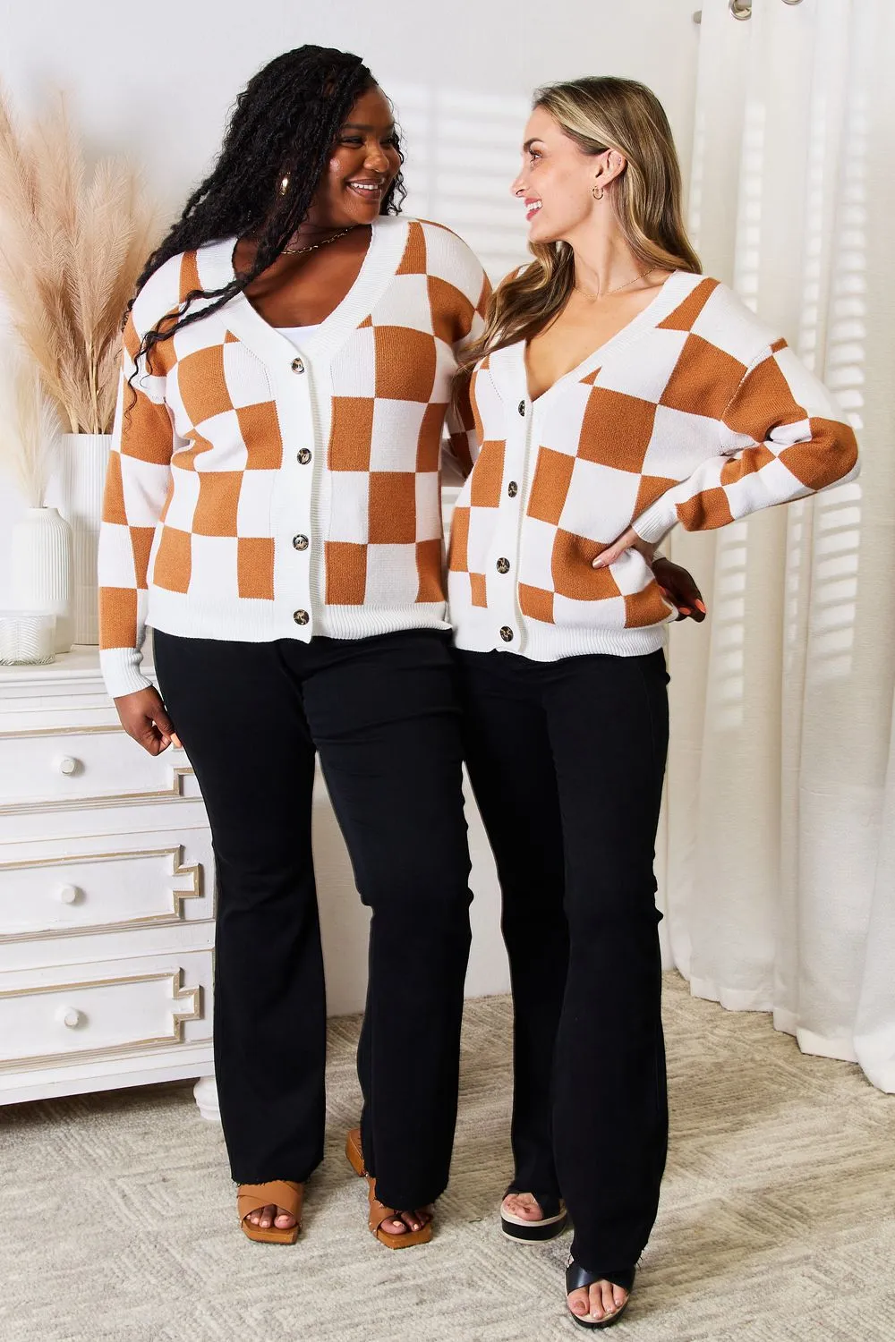 Button-Up V-Neck Dropped Shoulder Cardigan, image 9
