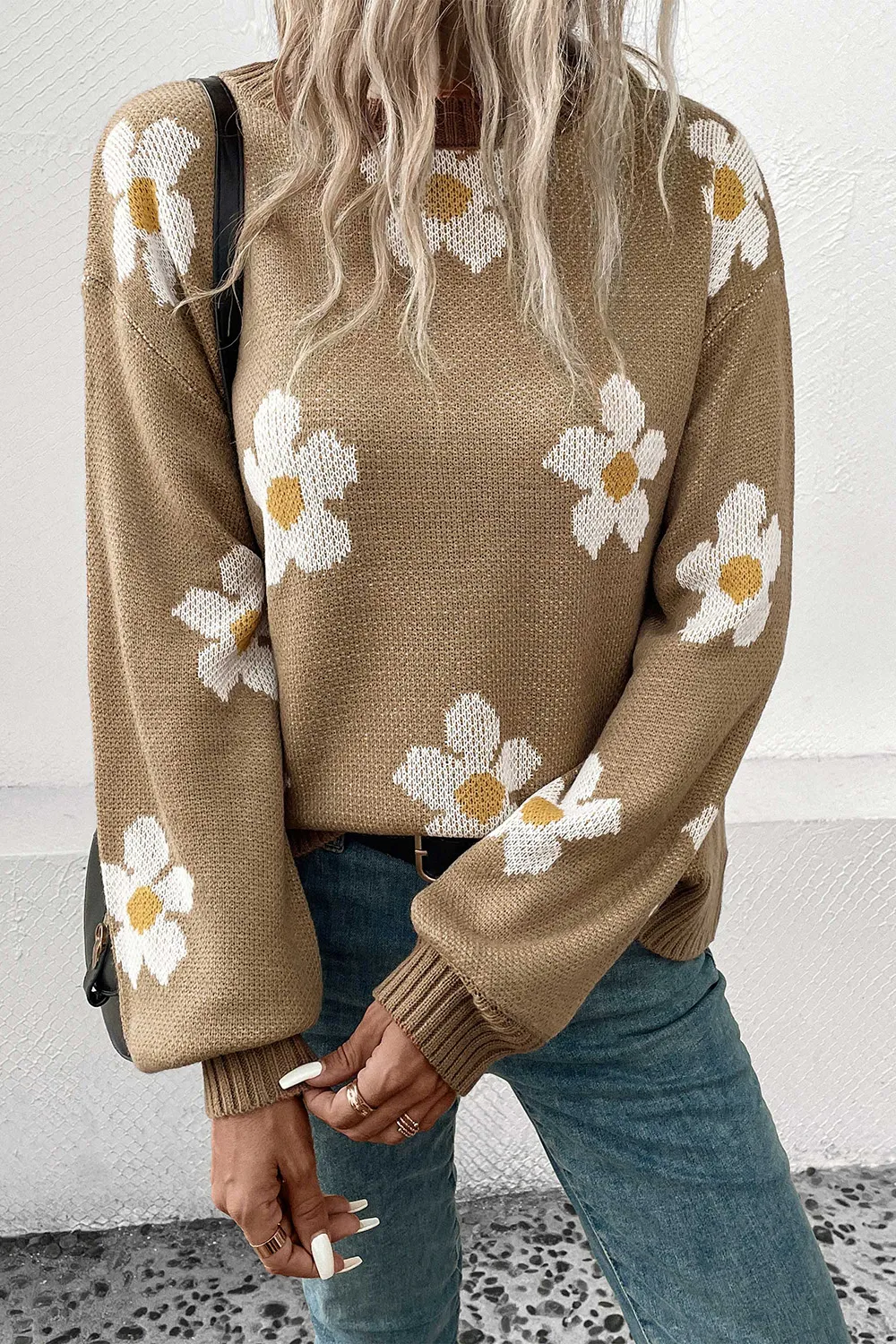 Floral Dropped Shoulder Sweater, image 3
