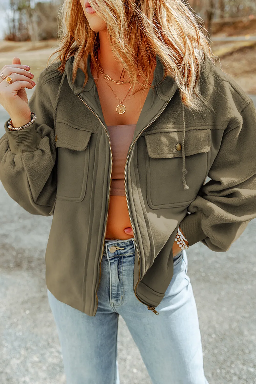 Zip-Up Drawstring Hooded Jacket, image 15
