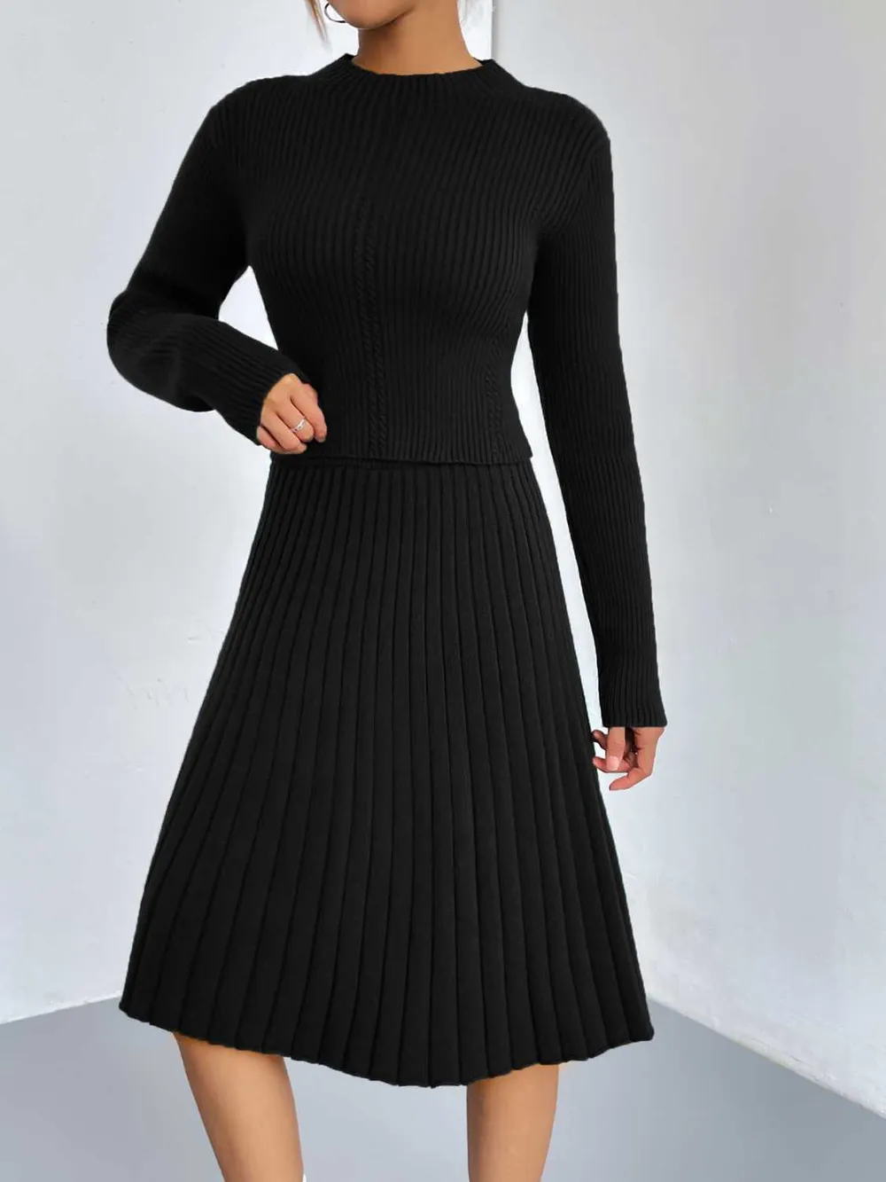 Rib-Knit Sweater and Skirt Set, image 11
