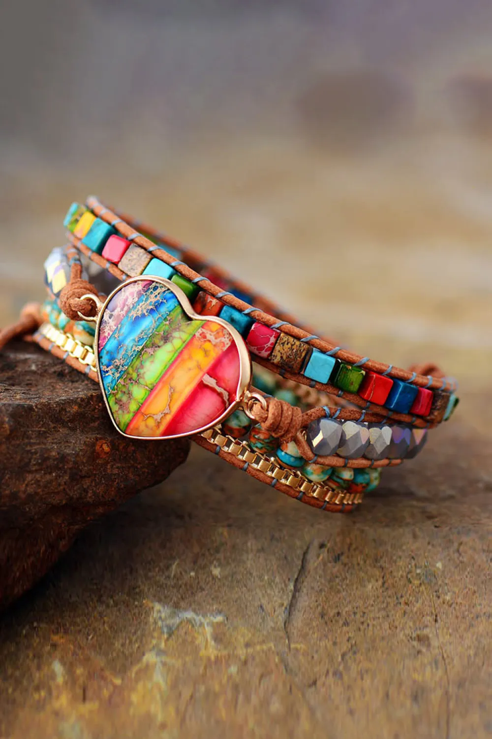 Imperial Jasper & Crystal Layered Bracelet, image 5