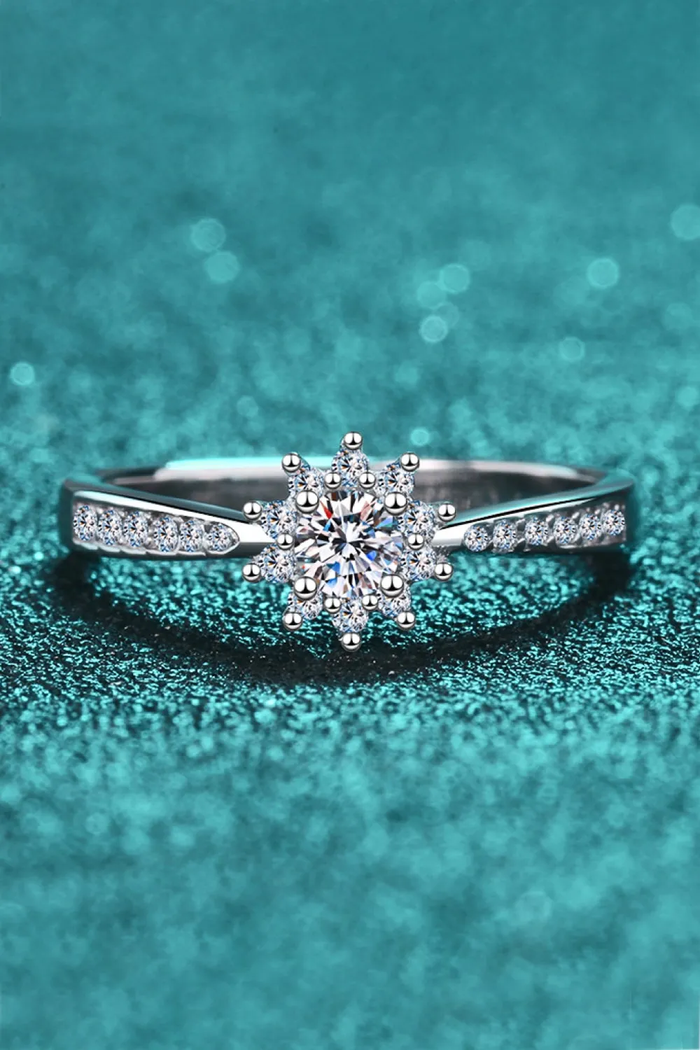 Moissanite Rhodium-Plated Snowflake Ring, image 5