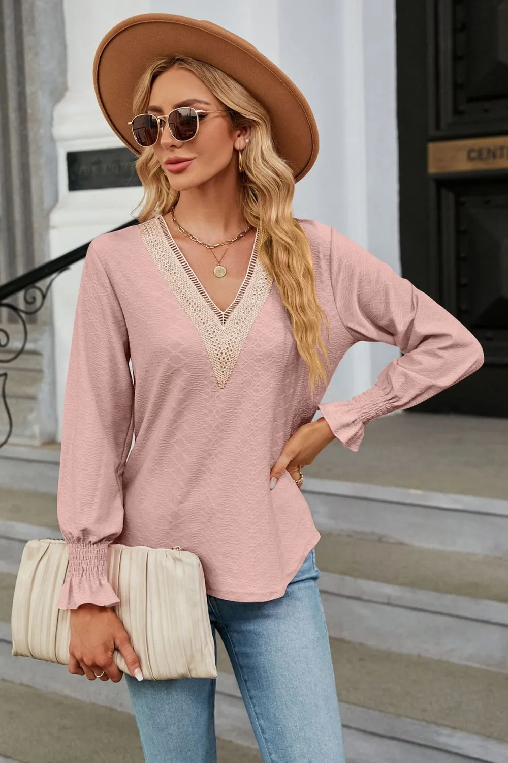 V-Neck Flounce Sleeve Blouse, image 17