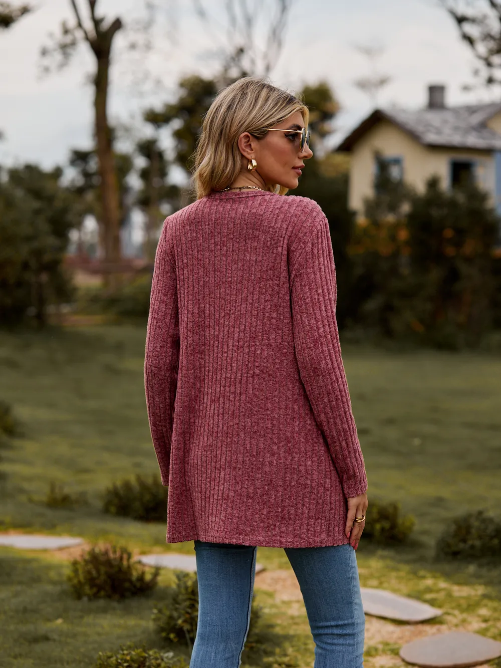 Ribbed Button-Up Cardigan with Pockets, image 21