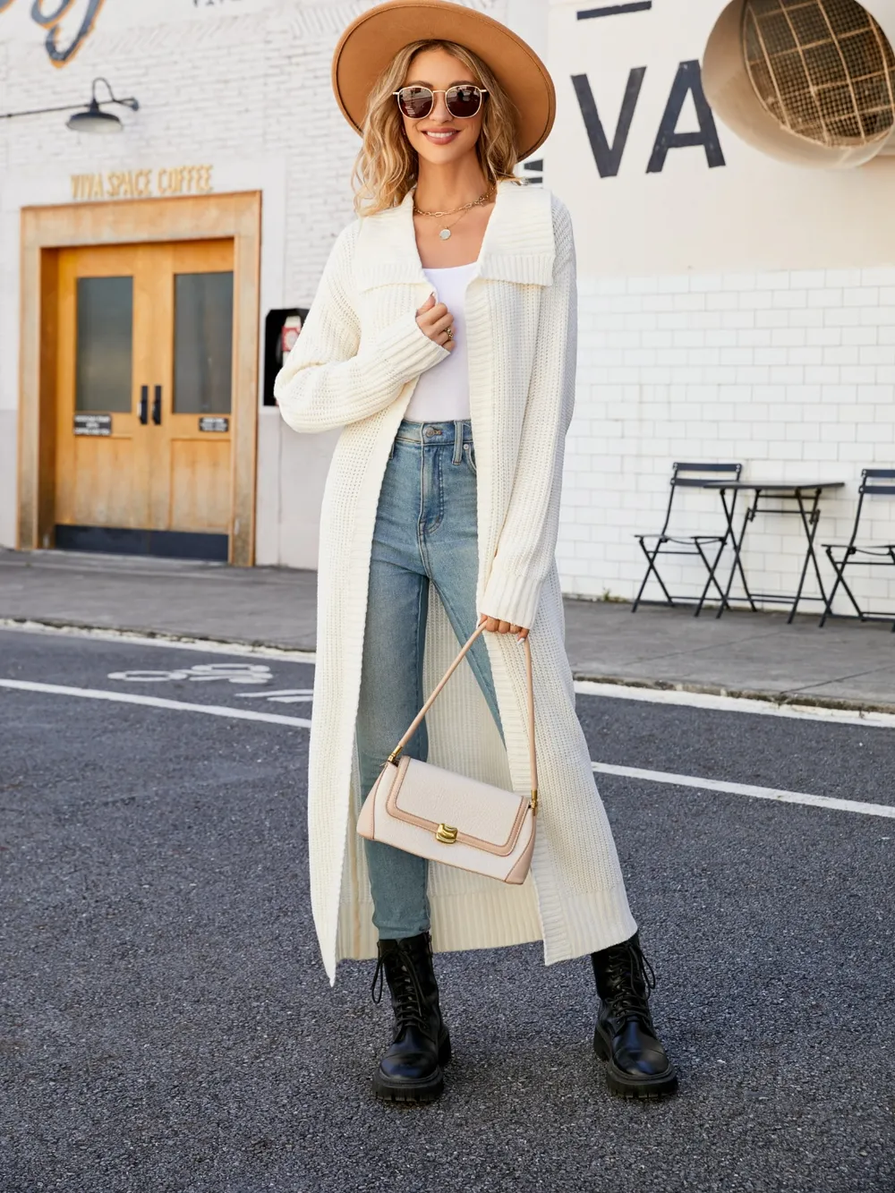 Full Size Collared Open Front Duster Cardigan, image 5