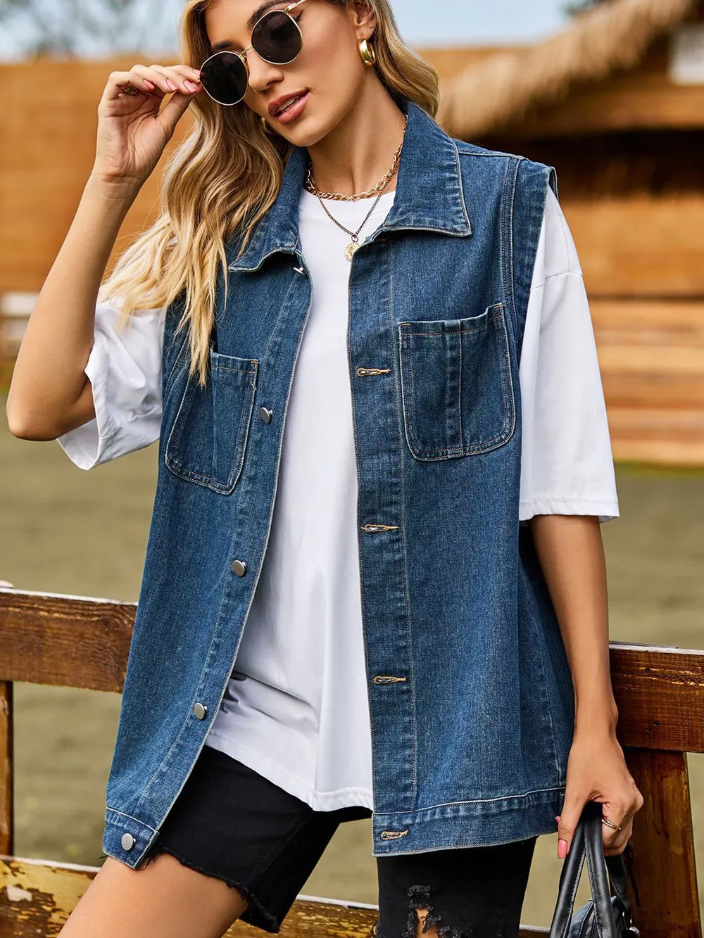 Button Down Denim Vest, image 6