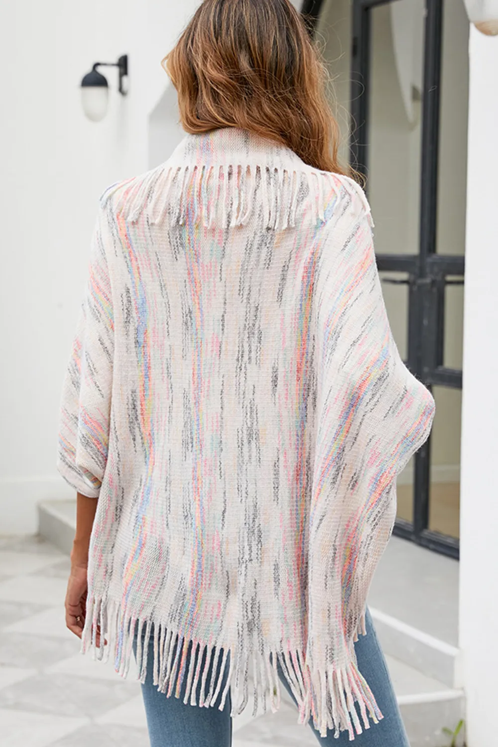 Fringe Detail Printed Poncho, image 10