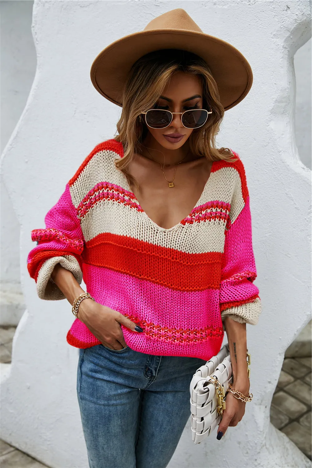 Color Block Scoop Neck Sweater, image 8