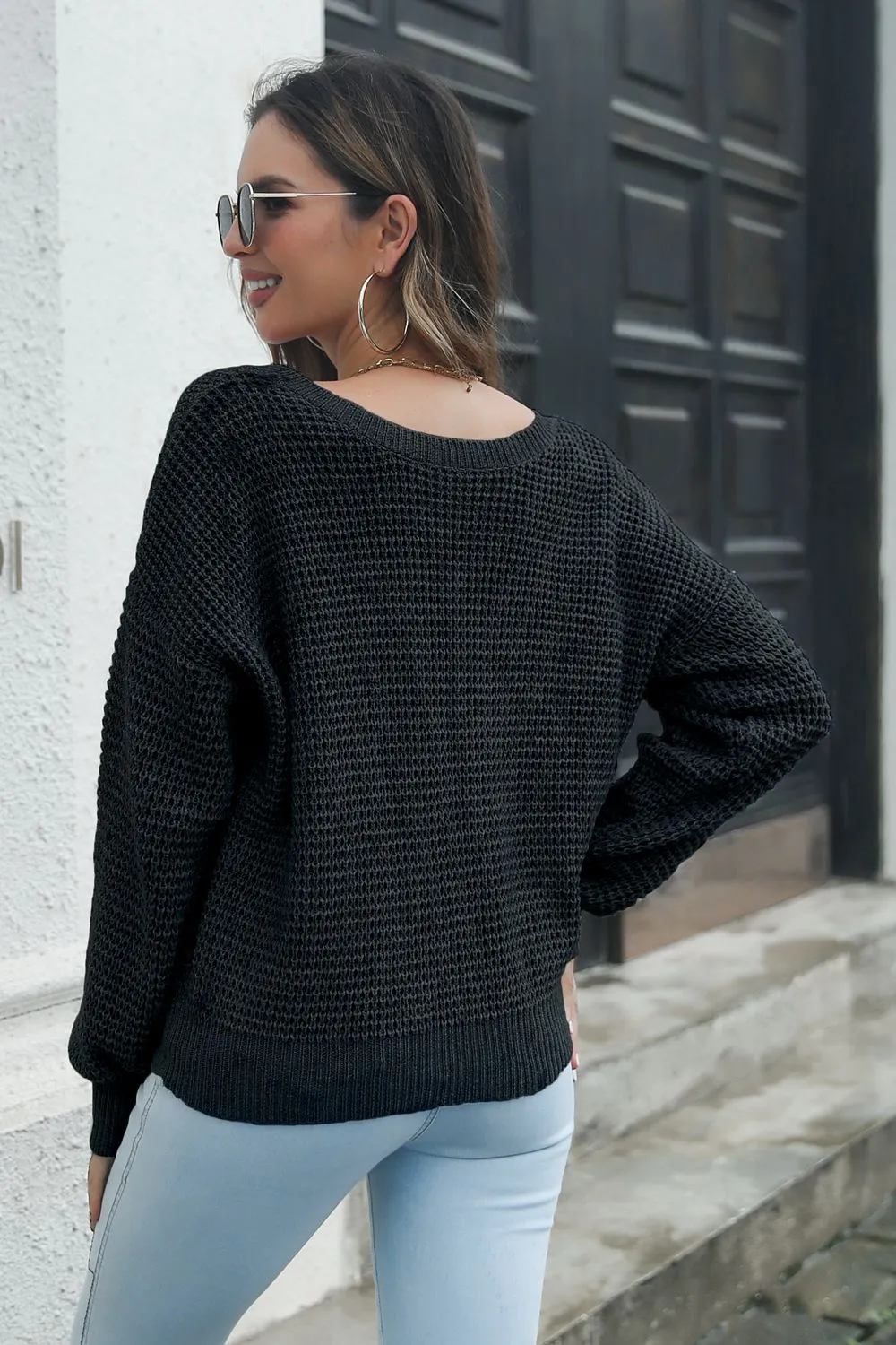 Crisscross Surplice Neck Long Sleeve Sweater, image 9