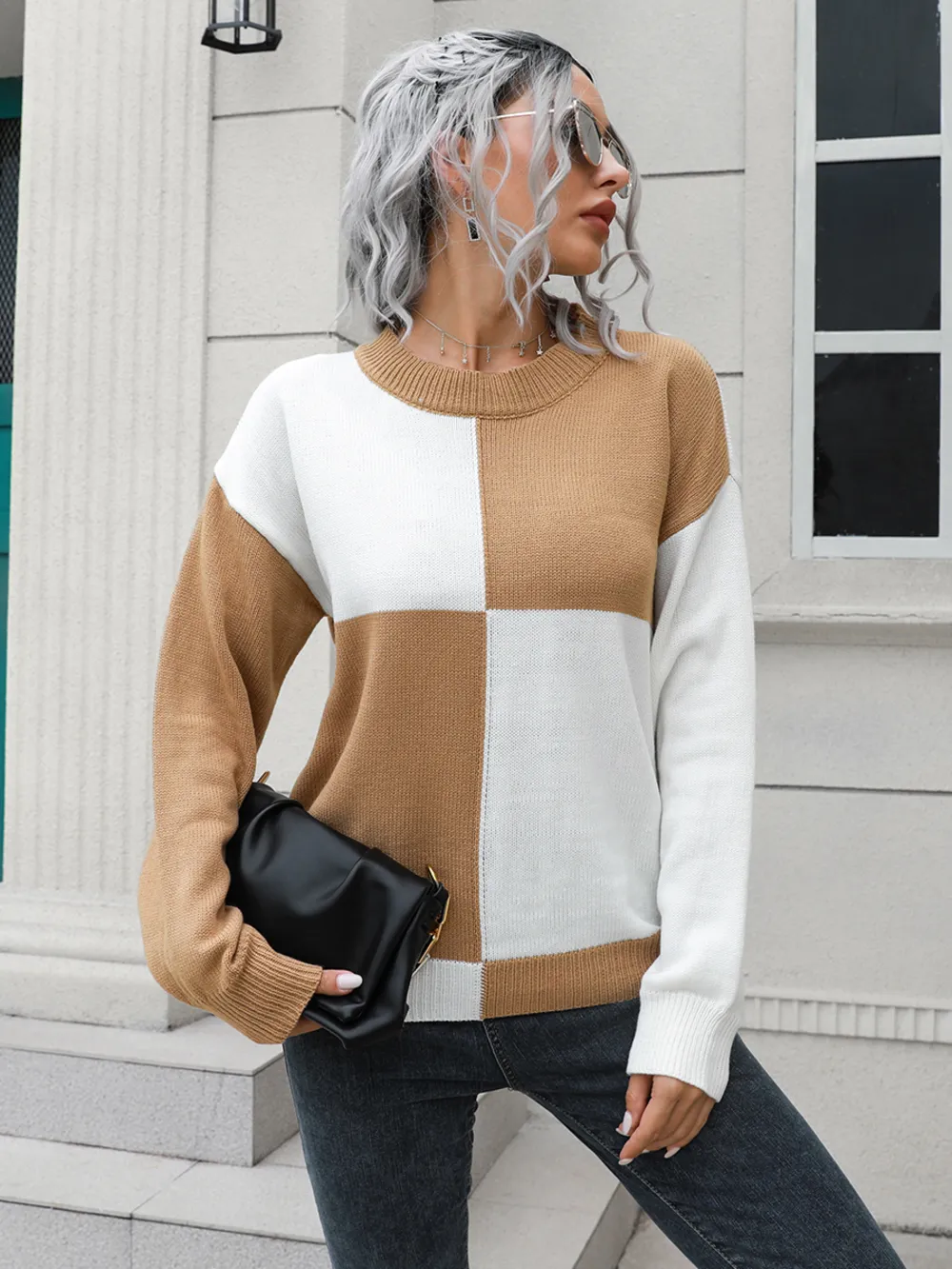 Contrast Drop Shoulder Sweater, image 2