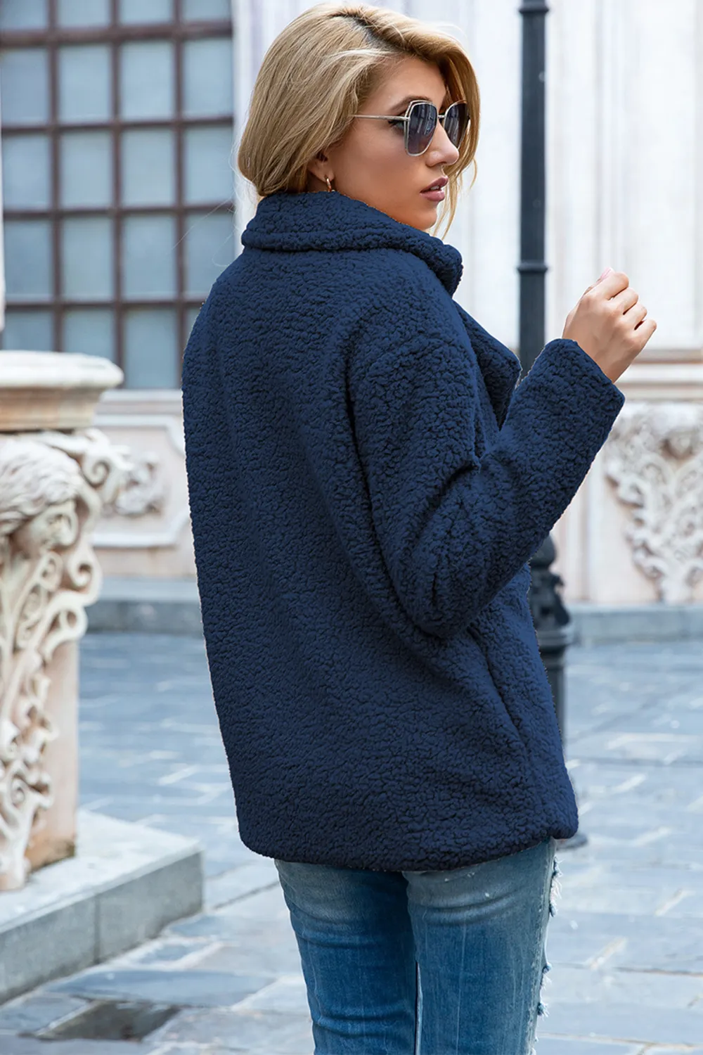 Full Size Lapel Collar Sherpa Coat, image 33