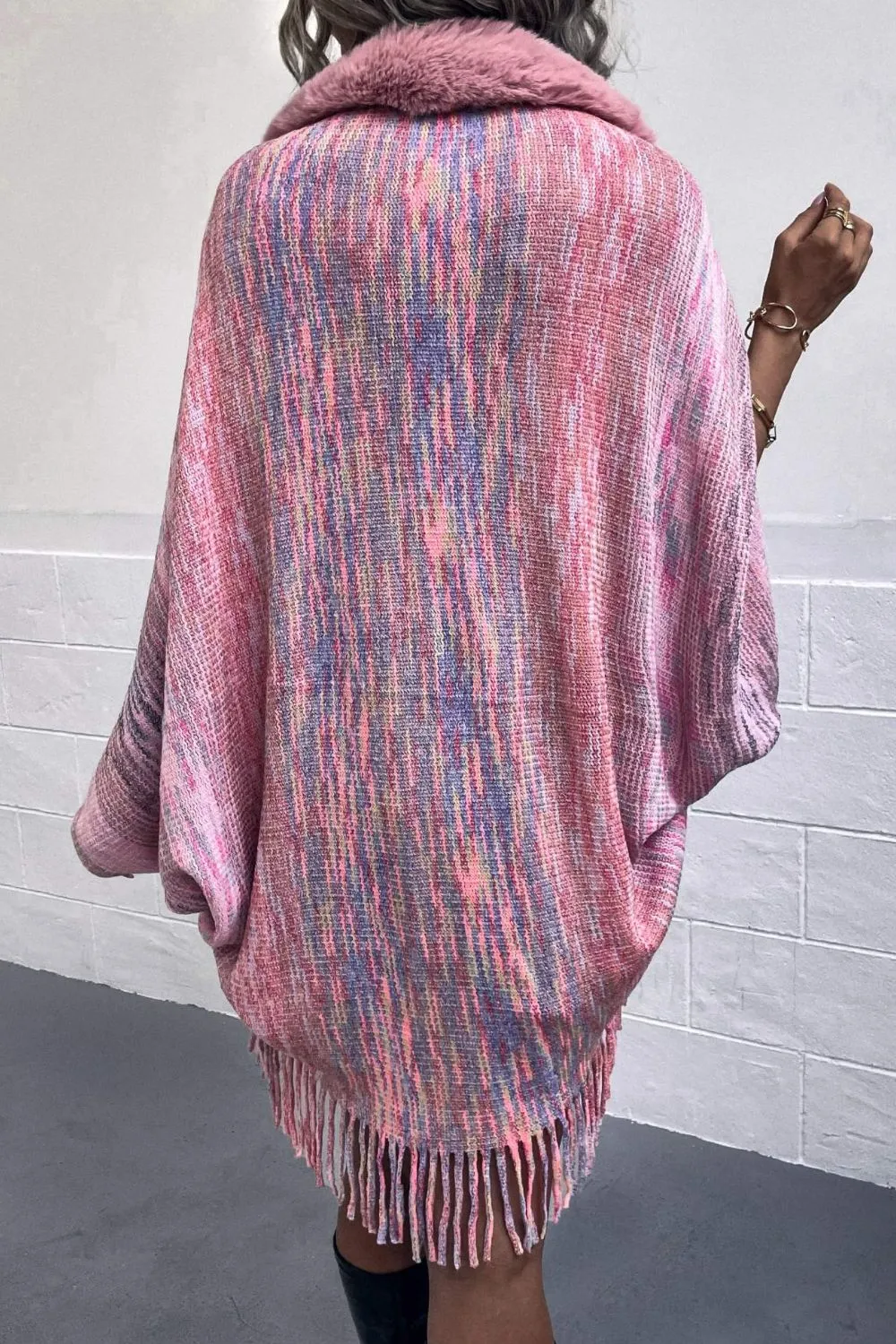 Open Front Fringe Hem Poncho, image 3